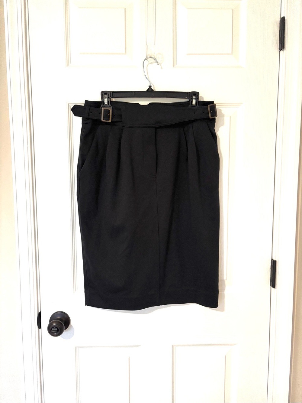 NWT Anthropologie Maeve Black Belted Pencil Skirt Size 12 Pleated Courtcore